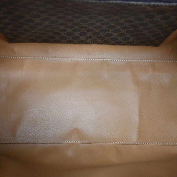 CELINE Macadam Pattern Boston Travel Bag PVC Leather Brown 268-082525 - Picture 13 of 15